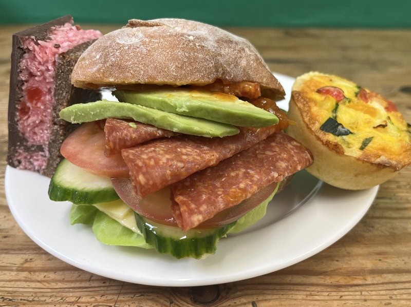 Salami sandwich for lunch