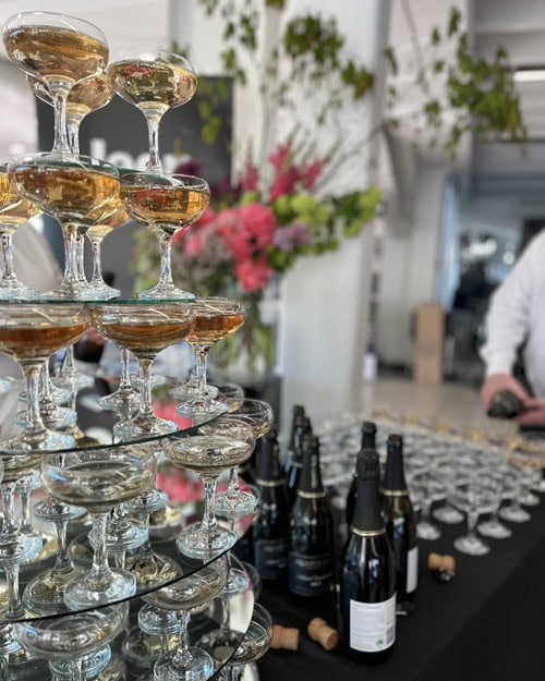 champagne tower at corporate event