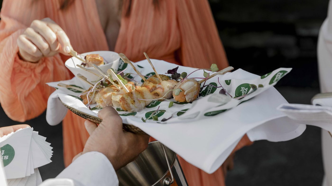 waiter and champagne tower